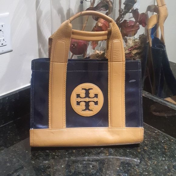 Tory Burch Handbags - Tory Burch Clear Blue Luggage Plastic Tote Bag
